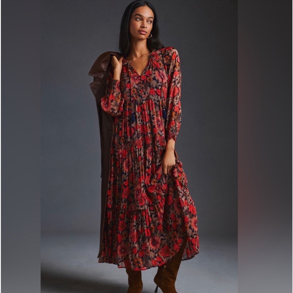 Anthropologie Marais Maxi Chiffon Dress, Size XXS